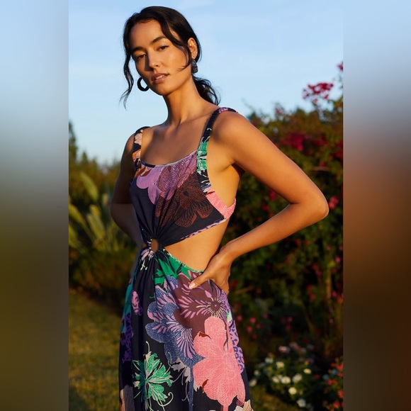 ANTHROPOLOGIE Maeve Floral Cut Out Tropical
Maxi Dress Size L-Multicolor - Picture 3 of 6